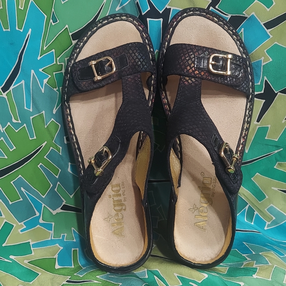 ALEGRIA LARA wedge T strap sandals